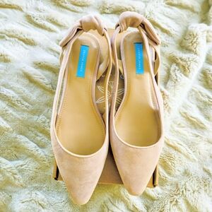 DRAPER JAMES Slip on Flat Slingback Women's Pink Suede Harriet Bow Ballerina